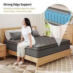 12″14″ Hybrid Mattress Gel Memory Foam Spring Twin Full Queen King Size In A Box