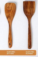 Wooden Spatulas 2 PCs Natural Acacia Wooden Cooking Utensils Set for Non-stick