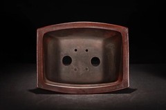 7.68in Chinese Antiqued Painting Refine Handmade Wide Bonsai Potted Plant Pot
