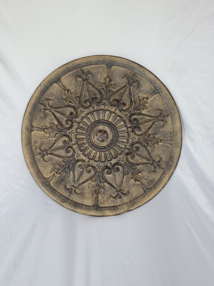 Beautiful Solid Wooden Wall Hanging Rubbed Bronze Finish Medallion 15.5In 4.5lbs