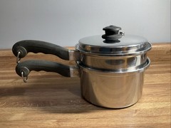 Saladmaster 2qt 3 Pc Double Boiler Tri-Clad 18-8 Stainless Steel Saucepan W/ Lid