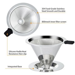 Stainless Steel Coffee Dripper 1-2 Cup Capacity Filter Prevents Coffee Grounds