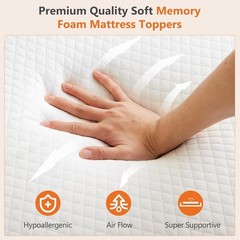 DUMOS HOME Comfy Memory Foam Mattress Topper w/Removable Cover&Elastic Straps