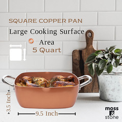 7 Pcs Copper Pots and Pans Set, Copper Chef Cookware Non Stick, Square Copper Pa