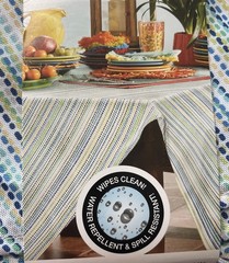 FIESTA TABLEWAR EASY CARE INDOOR OUTDOOR TABLECLOTH BLUE GREEN YELLOW 70” Round