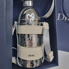 Dior Stainless Steel Water Bottle Silver Limited VIP Gift with Crossbody Strap