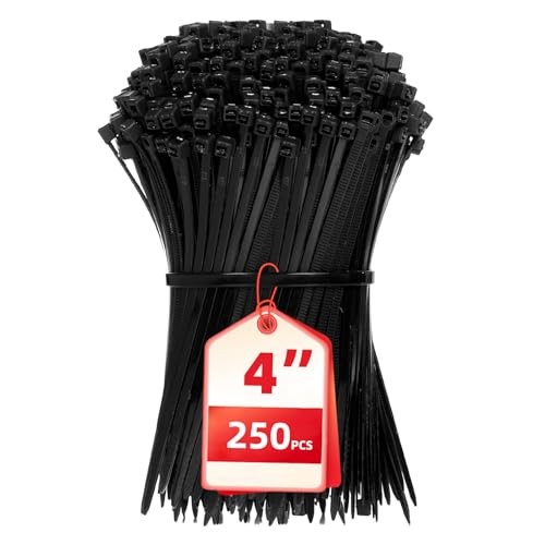 Cable Zip Ties,4 Inch Small Cable Ties,250PCS Multi 4″(250 Pack) 18 Lb Black