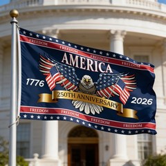 3 Ply 250 Years America Flag – Double Sided Patriotic Eagle 3 x 5 ft Anniversary