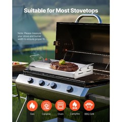 17×13 in Flat Top Griddle Stainless Steel Universal BBQ Grill Pan Cookware