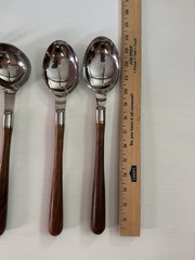 WILLIAMS SONOMA SET OF 8 Stainless Steel & Engraved Wood Kitchen Utensils 13”