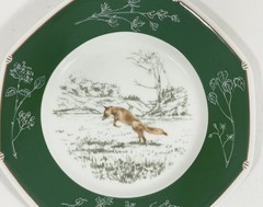 Hermes Chasse Chiens Courants Green Renaud Dog Bread Plate 17 cm