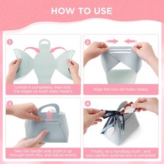 2 PCS Blue Leather Money Pull Box For Cash With Ribbon And 30 PCS Bags