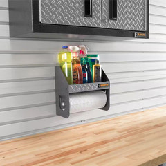 12 In. W X 6.5 In. D Silver Tread Plate Steel Clean-Up Caddy Garage Storage for