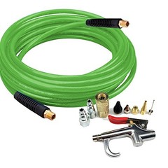 Polyurethane PU Braided Air Hose 1/4 X 25 Ft plus 10 pcs Air Compressor New