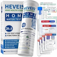 21-in-1 Home Drinking Water Testing Kit – 120 Strips + 4 Bacteria Tests – Tap…