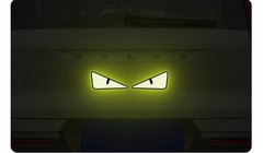 1XGreen Big Eyes Car Sticker Wall Sticker Cartoon 3D Decal Sticker for Bike/ Car