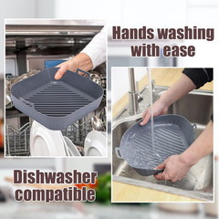 Silicone Liners Square for Air Fryer, 2 Pcs Non-Stick -Grade Reusable Basket Sil