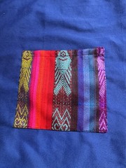 Ecuador Embroidered Apron Blue Andean Folk Art Woven Pockets Latin American