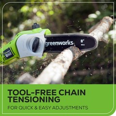 Greenworks 40V 8″ Pole Saw with 20″ Hedge Trimmer Attachment, Max Reach 11Ft