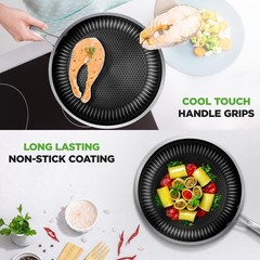 NutriChef Non-Stick Frying Pan w/Lid – 500°F Heat Resistant, PFOA/PFOS FREE