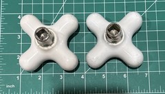 Vintage Speakman Porcelain Hot & Cold Cross Handles, Shower Sink Tub Knobs 3.25”