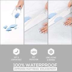 Mattress Encasement Waterproof Protector Zippered Deep Pocket Bed Bug Protector