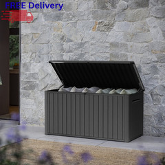 Keter 170 Gal Resin Deck Box Outdoor Storage Bench Patio Cushion Organizer New