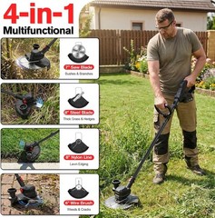 4.6lbs Brush Cutter with Metal Blades – 2 Batteries