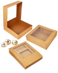 55pcs Brown Pie Boxes 8x8x2.5 inches Easy Assemble Macaroon Bakery Boxes Cook…