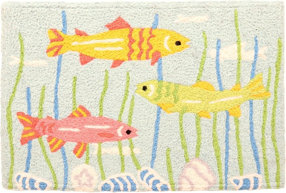 Jellybean Candy Colored Fish Accent Rug 20×30 Machine Washable Indoor Outdoor