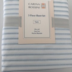 3 Piece Twin Size Bed Sheet Set Pin Stripe Pattern Ultra Soft Easy Care