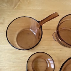 Corning ware Visions Amber Glass 5-Piece Saucepan Set Gas/Electric 1.5L no lid