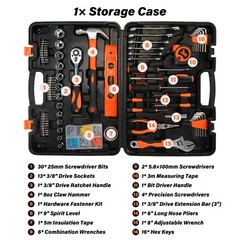 141 Piece Tool Set Auto Repair Tool Socket Wrench Household Portable Toolbox