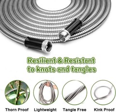 25 -100FT Stainless Steel Metal Flexible Lightweight Garden Water Hose Pipe