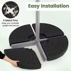 4 Piece 140 Lbs Umbrella Base, Offset Umbrella Weights with Black 140.0 Pounds