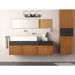 Fusion 24.25 in. 3-Light Biscayne Bronze Mid-century Vanity Light with Clear and