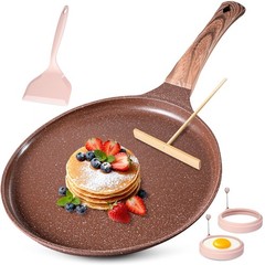 Crepe Pan Nonstick 11 Inch,Dosa Tawa Creamic,For All Stoves,Brown,For Pancake