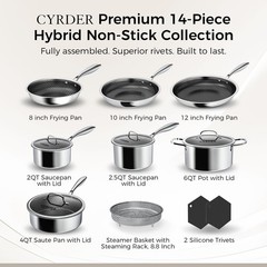 14-Piece Nonstick Hybrid Hex Cookware Set – Induction & Oven Safe, PFOA Free