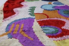 Abstract Velvet Pillow 16×24 – Multicolor Ikat, Handcrafted Luxury