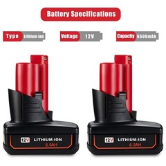 2 Pack 6.5Ah for Milwaukee 12V M-12 Lithium-ion Battery 48-11-2430 48-11-2440