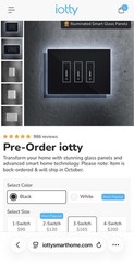 iotty U3 Wi-Fi Smart Glass Touch Wall Switch 3-Gang Black 110V Alexa/Google