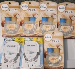 5 Count Febreze PLUG Whipped Warm Sugar Shea Butter Oil Refills & 2 Warmer