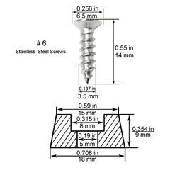 3/4″ Small Hard Rubber Bumper Feet with Stainless Washer and Screws, 20 Pack