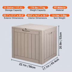 Outdoor Storage Box, 31 Gal. Resin Deck Box, Backyard outside Toy and Towel Stor