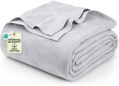 Utopia Bedding Ivory 100% Cotton Blanket [Queen Size – 90×90 Inch] 350GSM…