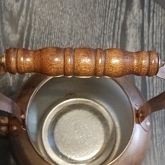 Copper Tea Kettle w/ Lid, Wood Handle, 0.2 qt, Gas/Electric/Induction