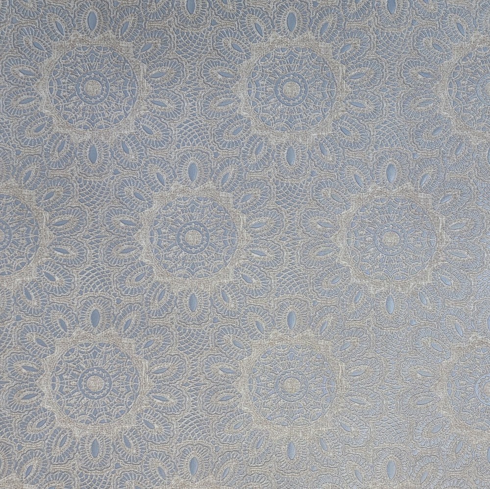 Lace flowers pattern Tan Gray Silver metallic faux fabric textured Wallpaper 3D