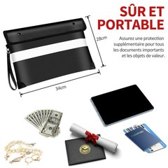 Black 13.9×10.6 Inch Fireproof Waterproof Document Money Bag Envelopes Cash