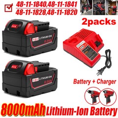 8AH Battery and Charger Pack For Milwaukee for M18 Extended Capacity 48-11-1860