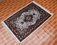 Silk Oriental Carpet Yoga 2×3 Afghan Hand Knotted Rugs Door Mat Beige Color